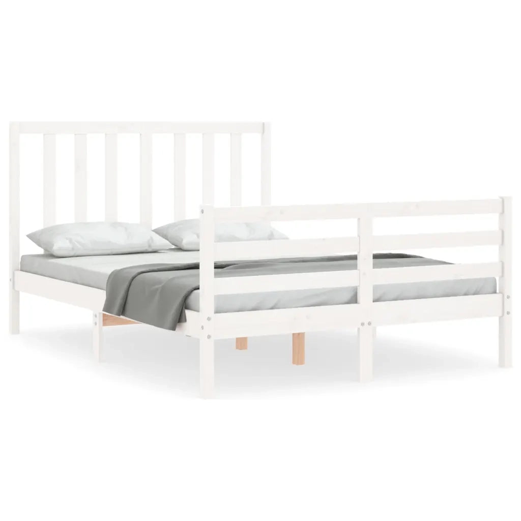Letto senza Materasso-Struttura Letto Bianco 140x190 cm Legno Massello di Pino 567413