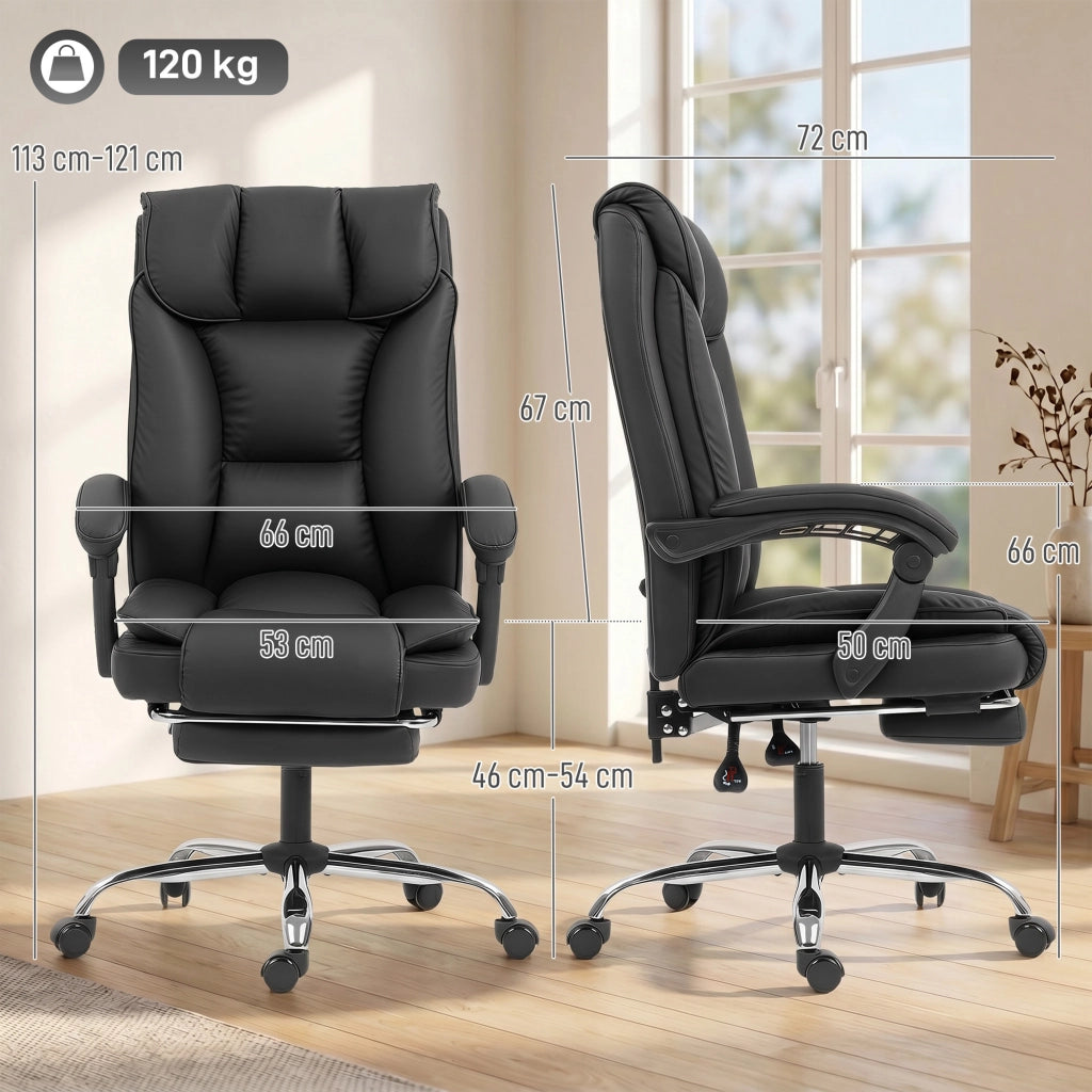 Sedia da Ufficio Reclinabile ¨C Xylo ¨C Poggiapiedi Imbottitura Similpelle Nero Schienale 155¡ã
