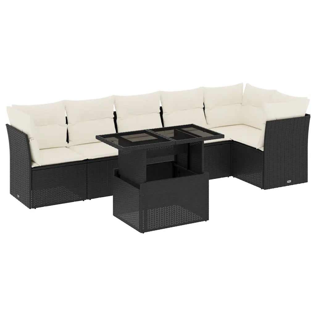 Set Divani da Giardino con Cuscini 7pz Nero Polyrattan 3266596