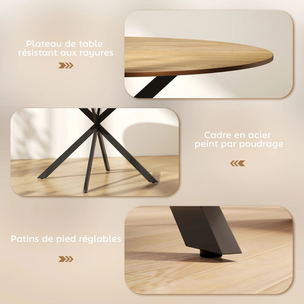 Tavolo da Pranzo Rotondo per 4 Persone Allungabile ¨C Zephmum ¨C Legno Effetto Rovere Antracite 120 cm