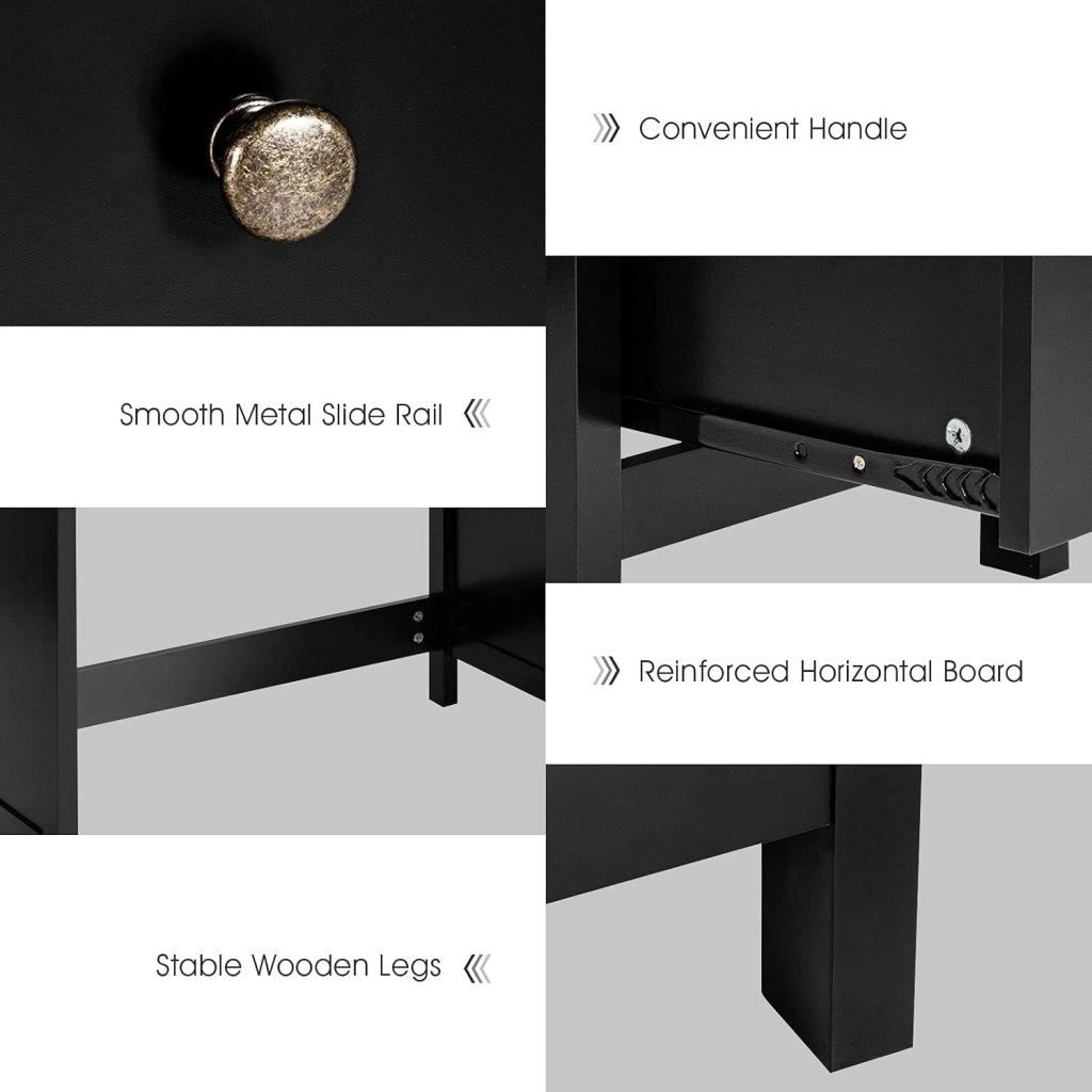 Scrivania per Computer, Tavolo da Ufficio, Scrivania con 3 Cassetti Scorrevoli, Superficie Impermeabile, Stile Moderno, Nero 120x50x75cm