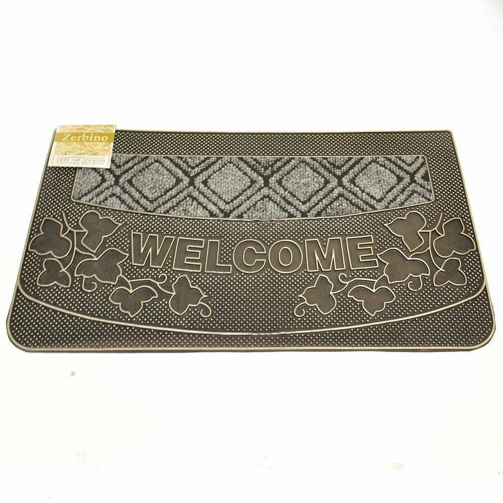 Trade Shop - Tappeto Zerbino Welcome Piante 45x75cm In Gomma E Fibra Cocco 4 Colori Ingresso -