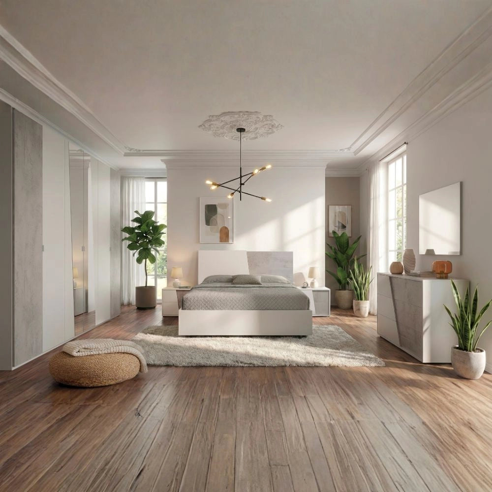 Camera da letto Fadri grigio ghiaccio e ossido grigio scuro: un connubio di stile e funzionalità