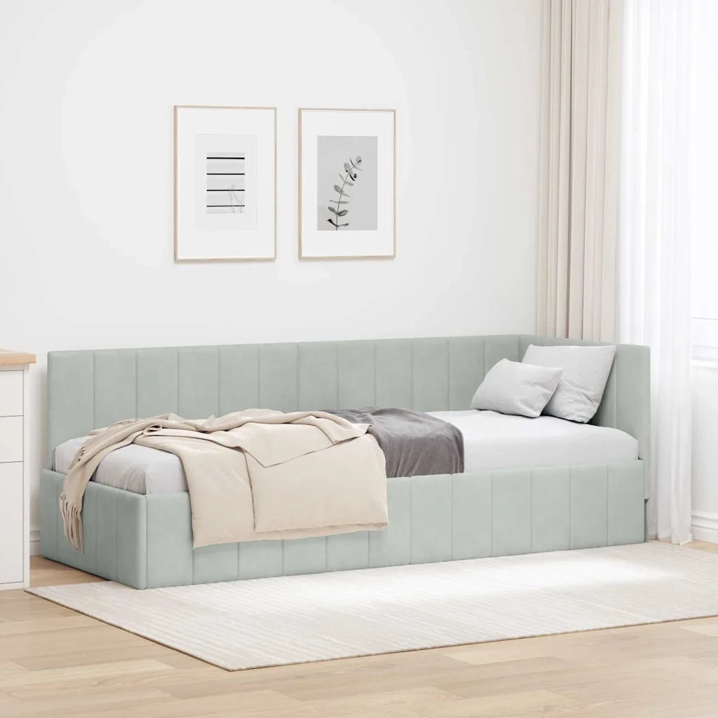 vidaXL Cornice del letto ad angolo Grigio chiaro 80 x 200 cm Velluto