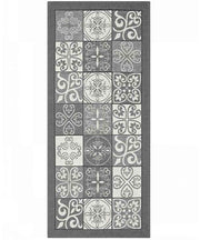 Tappeto disegno MAIOLICA GRIGIO decorazione piastrelle ceramica, passatoia cucina multiuso lavabile in lavatrice e anti-scivolo cm.55x140