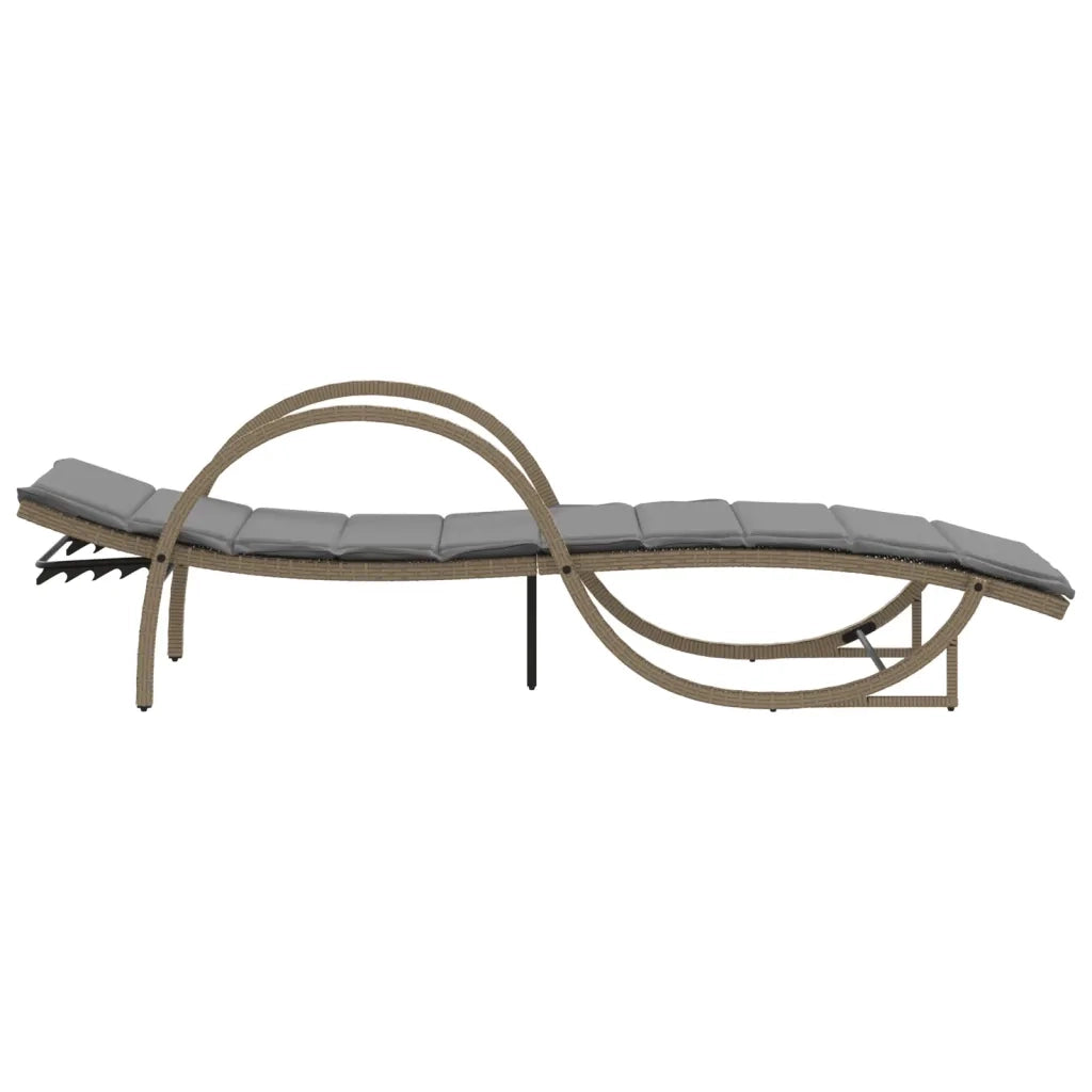 Lettino Prendisole | Sdraio da giardino | Lettino da sole con Cuscini Beige 60x199x42 cm Polyrattan