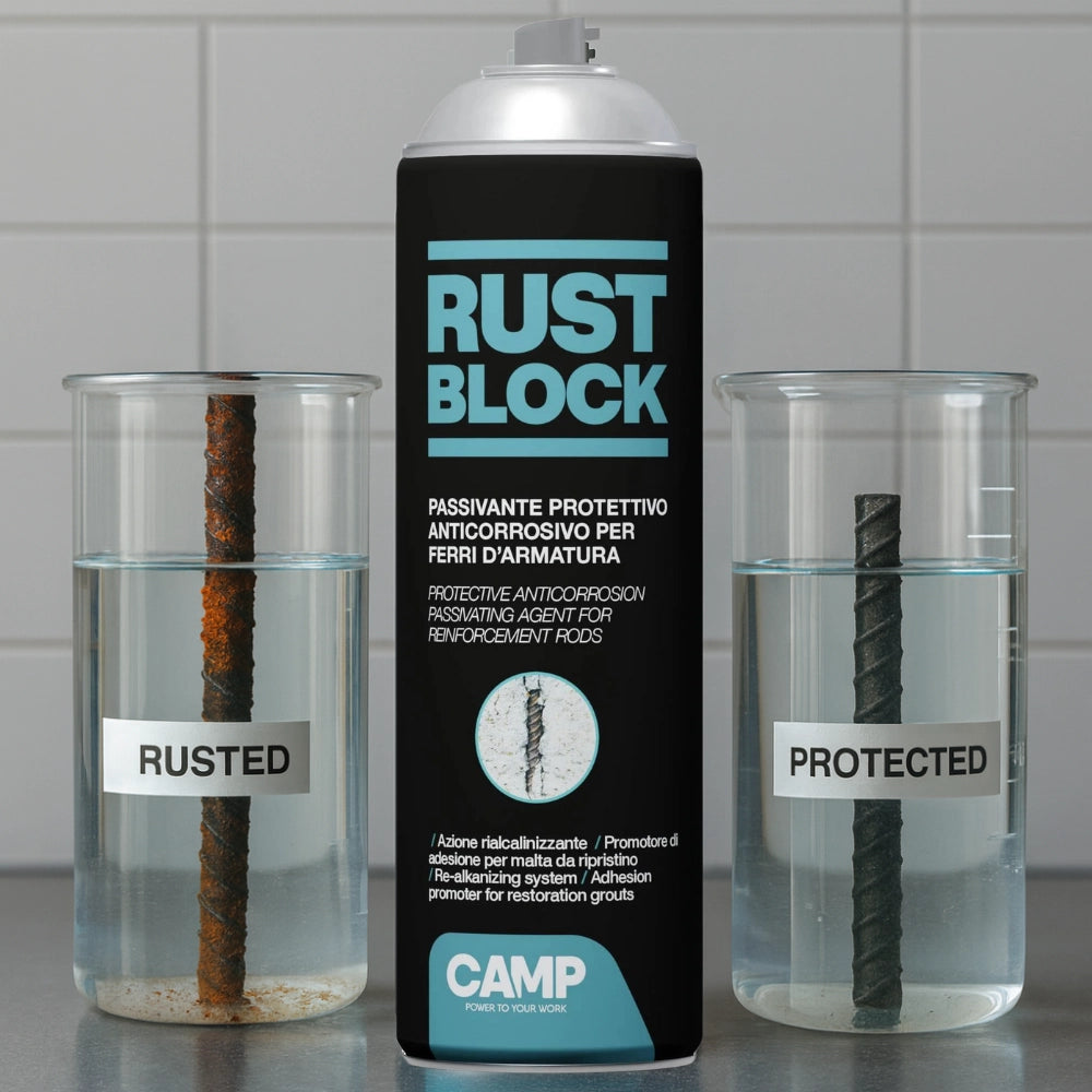 Rust block passivante spray per protezione armature 500 ml kit 3 pezzi