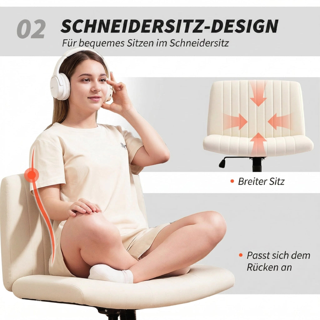 Sedia da Ufficio Regolabile con Rivestimento Tessile e Schienale ¨C Zephmum ¨C Cremewei?