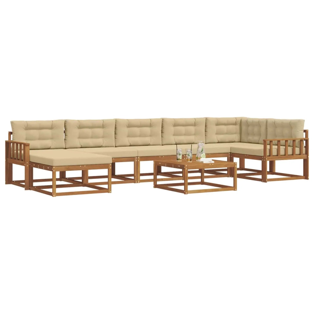 Set di divani da esterno con cuscino 8 pcs Naturale e Beige 3367926