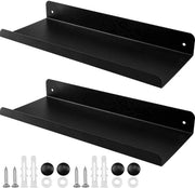 Set di assi galleggianti - 2 pezzi - fissaggio alla parete - nero - contenitori di archiviazione - assi decorativi - 28 x 11 cm - assi per parete