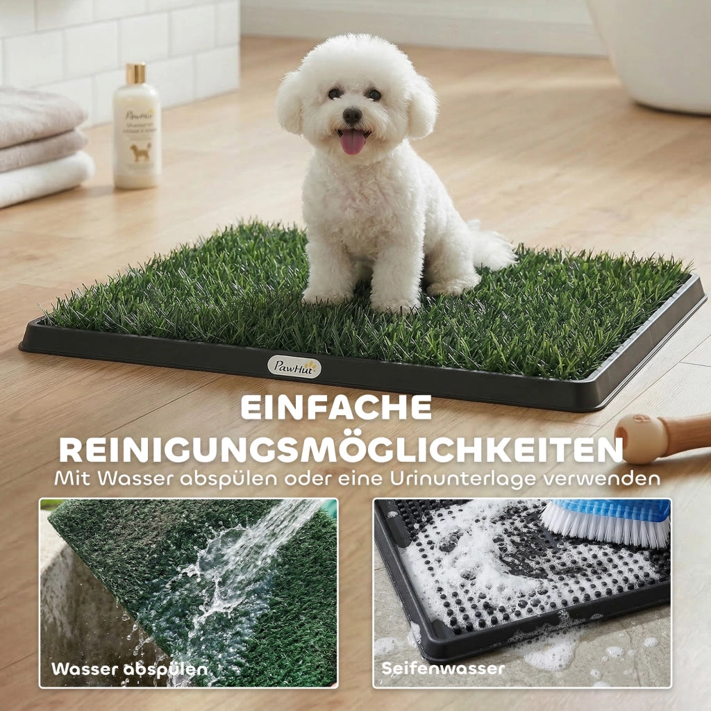 Toilette per Cani con Erba Sintetica Lavabile ¨C Zephmum ¨C 63x50.5 cm Nero+Verde