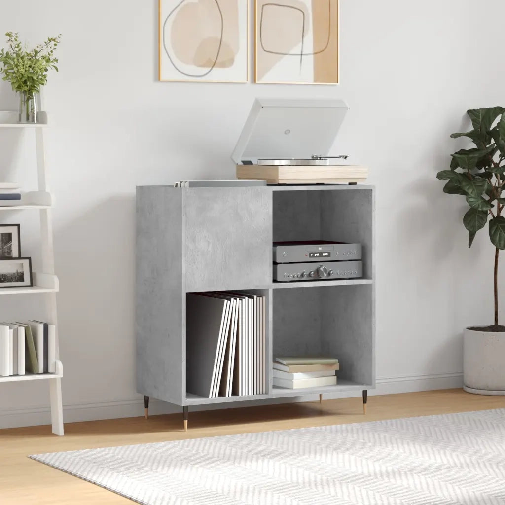 Mobile Porta Dischi Grigio Cemento 84,5x38x89 Legno Multistrato