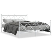Letto matrimoniale | Letto per adulti | Giroletto con Testiera e Pediera Metallo Bianco 150x200 cm