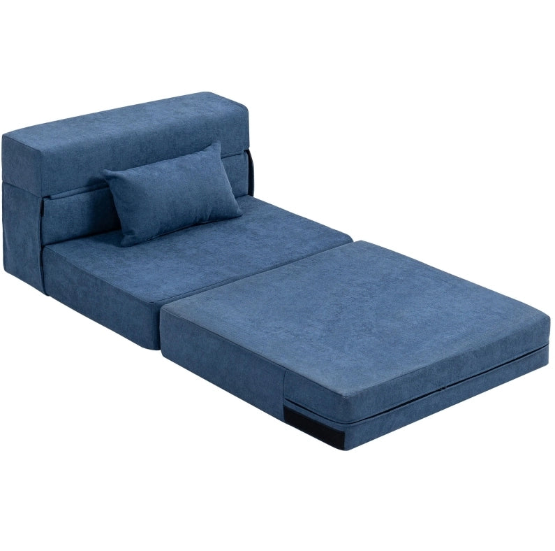 Poltrona trasformabile 3 in 1 blu con cuscino