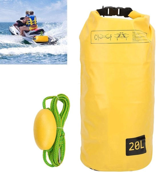 Sistema di Stabilizzazione per Barche/Kayak - Sacchetto di Stabilizzazione 20L - Corda Galleggiante - Stabilizzatore per Barche/Kayak - Materiale PVC Resistenziato - Adatto per Paddle Boards - Stabilizzatore per Barche/Kayak