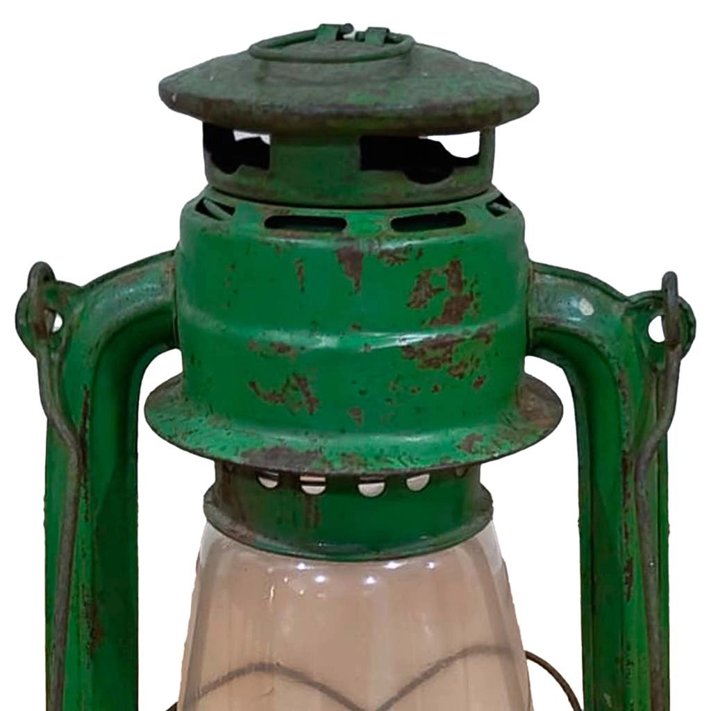 Lanterna artigianale in metallo verde 18x18x32