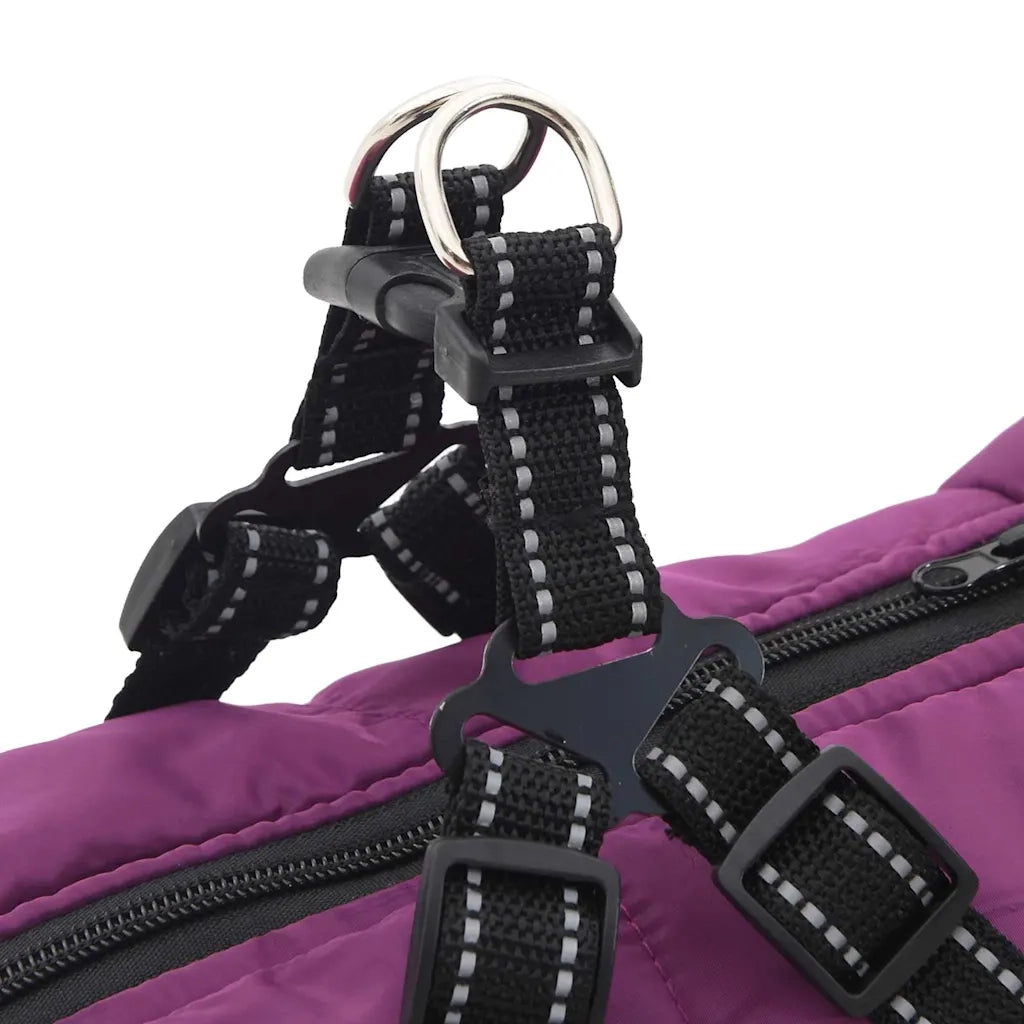 Cappotto Cani Imbracatura Impermeabile Riflettente Viola L48