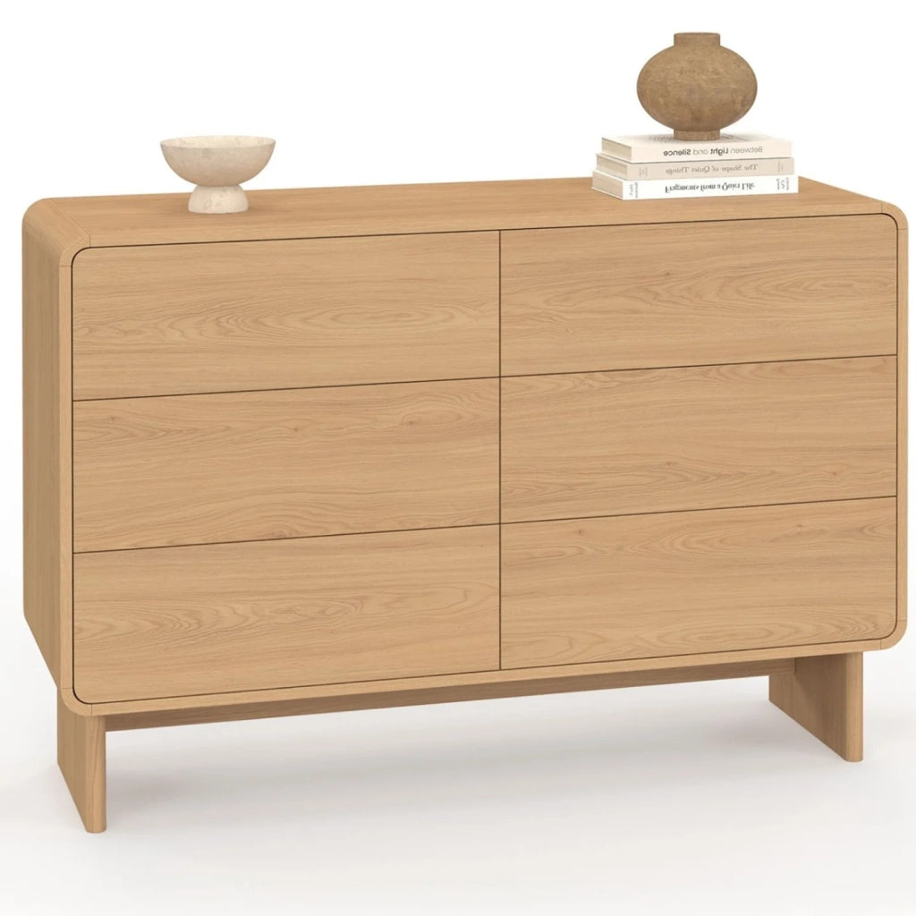 IDMarket - CAPUCINE Cassettone a 6 cassetti da 110 cm, design faggio arrotondato