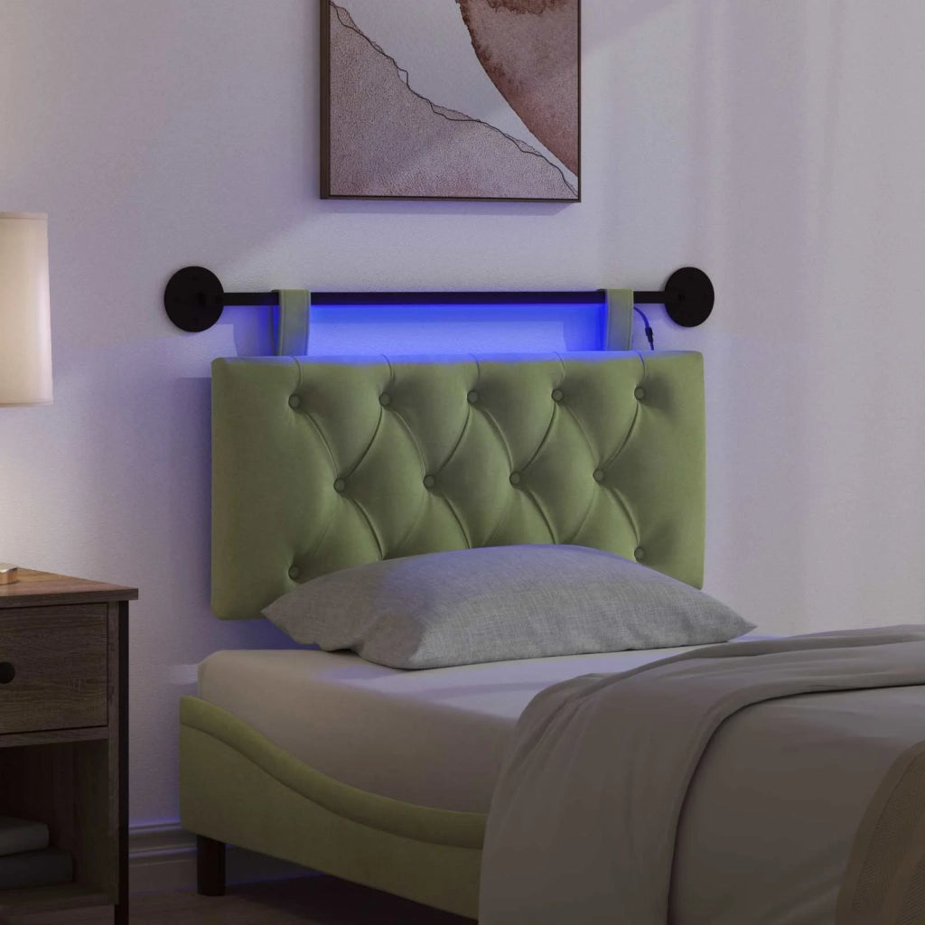 Testiera sospesa Con luce LED Verde chiaro Velluto