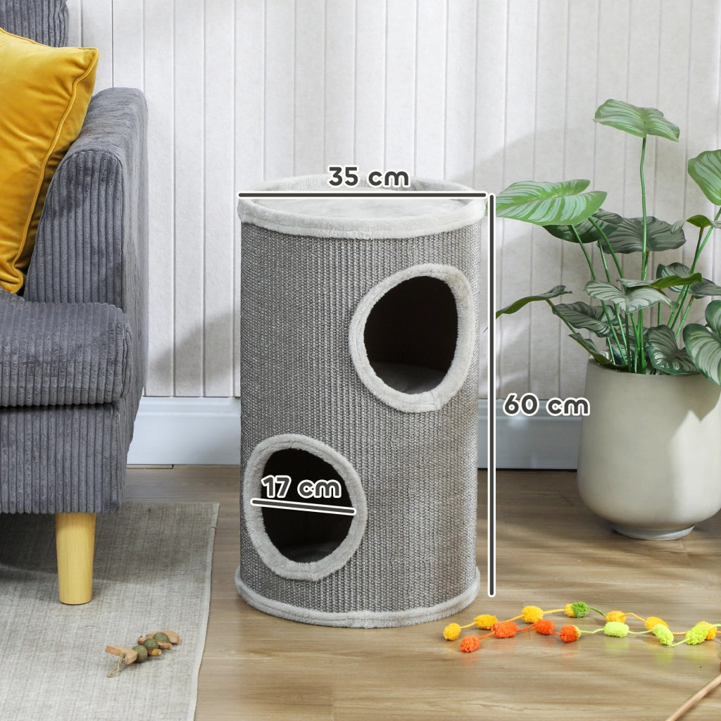 Tana per Gatti a Due Livelli ¨C Zephmum ¨C Grigio Chiaro 60x35 cm