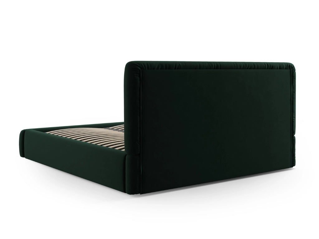 Cosmopolitan Design - Letto a cassettone con testiera "Colonel" 180x200cm in velluto verde bottiglia 