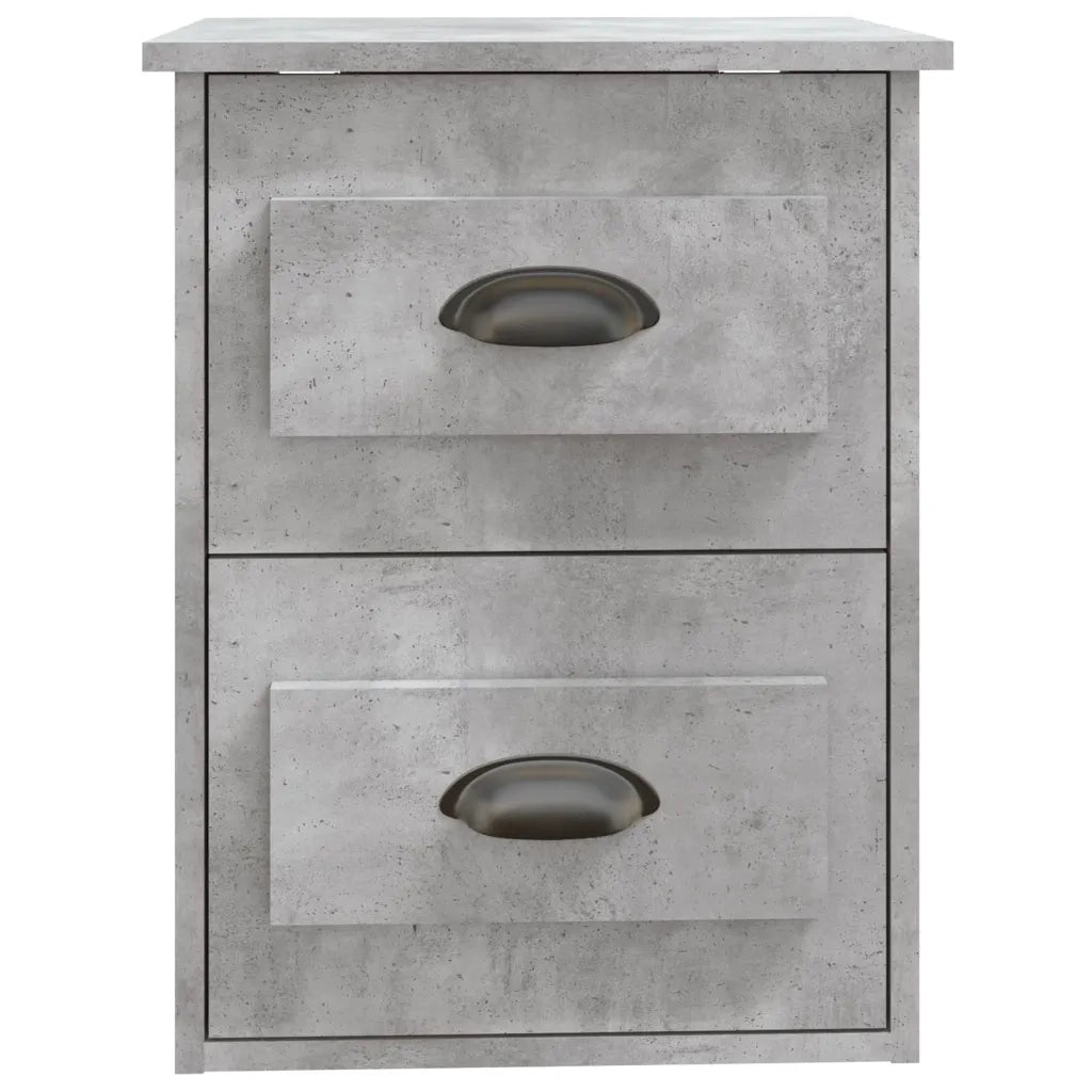 Set di 2 Comodini | Armadio da Notte | Mobiletto da notte a Parete Grigio Cemento 41,5x36x53 cm