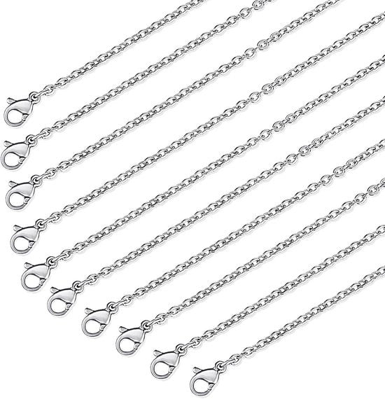 Accessori per gioielli - Catena per donne e uomini 10 pezzi - 45 cm - Argento - Acciaio inossidabile - Chiavi a crocetta - Estensione catena - Accessori per l'oreficeria - Kit per l'autoaccessorizzazione