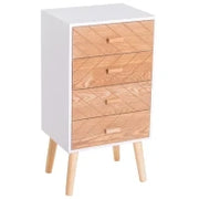 Cassettiera in Legno 4 Cassetti, 40x30x75cm, Bianco e Legno