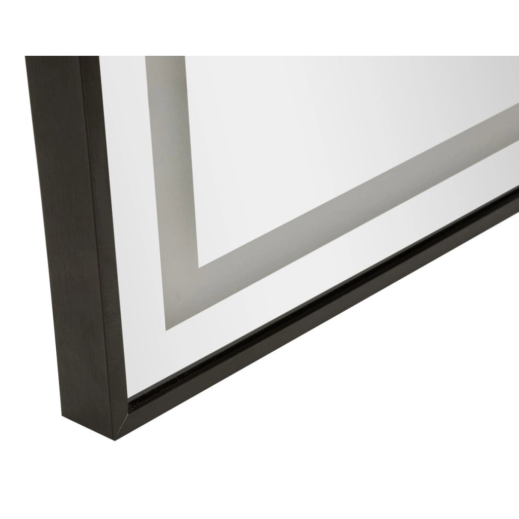 Specchio da terra ad arco con cornice nera e illuminazione LED