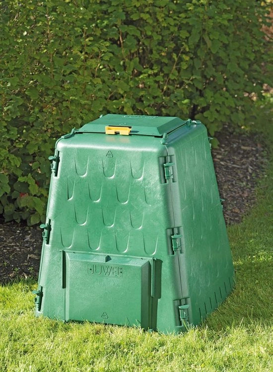 Compostatore termico AEROQUICK 290 (capacità 290 l per rifiuti di giardino e cucina) con plastica riciclata UV-stabile e 2 coperchi rimovibili - Forma conica, coperchio con protezione contro il vento (20872)