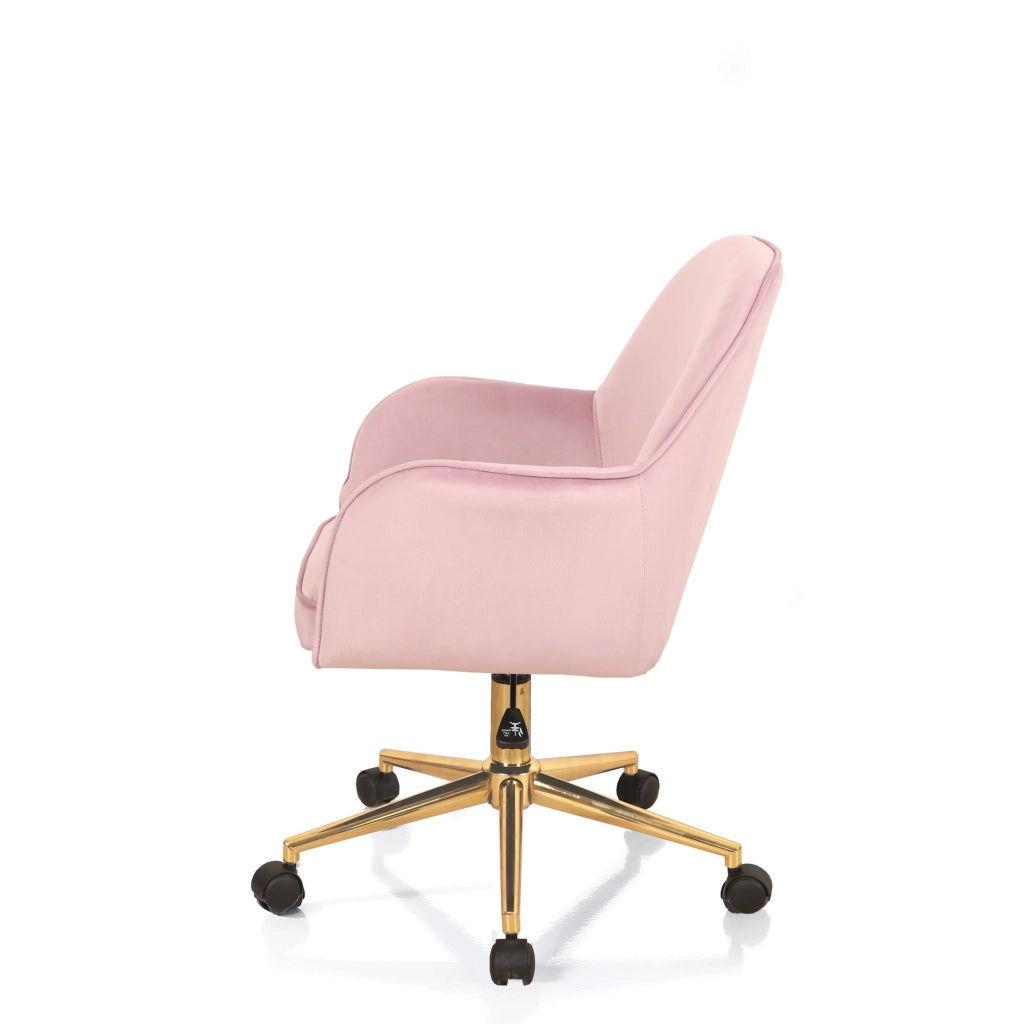 Poltrona da ufficio in tessuto velluto rosa cm H.80/88 x L.57 x P.58