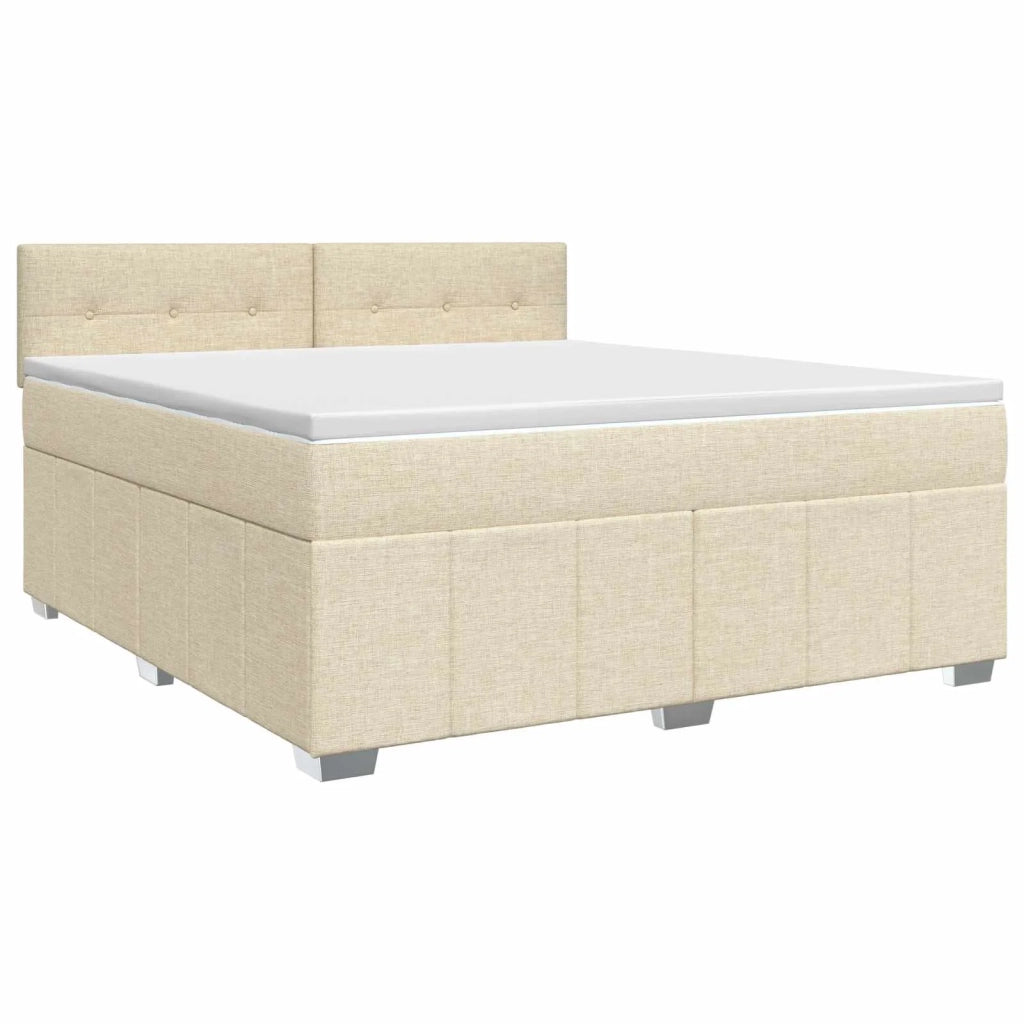 Letto box spring con materasso Crema 140 x 190 cm Tessuto 3451211