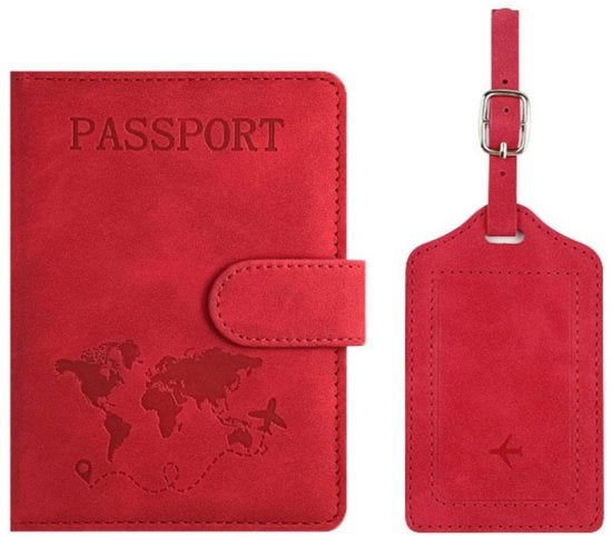 Set di portachiavi e etichette di bagaglio - Portachiavi di tela PU - Portachiavi con chiusura magnetica - Portachiavi con blocco RFID - Adatto per carte di credito, carte d'identità, documenti di viaggio - Accessori di viaggio
