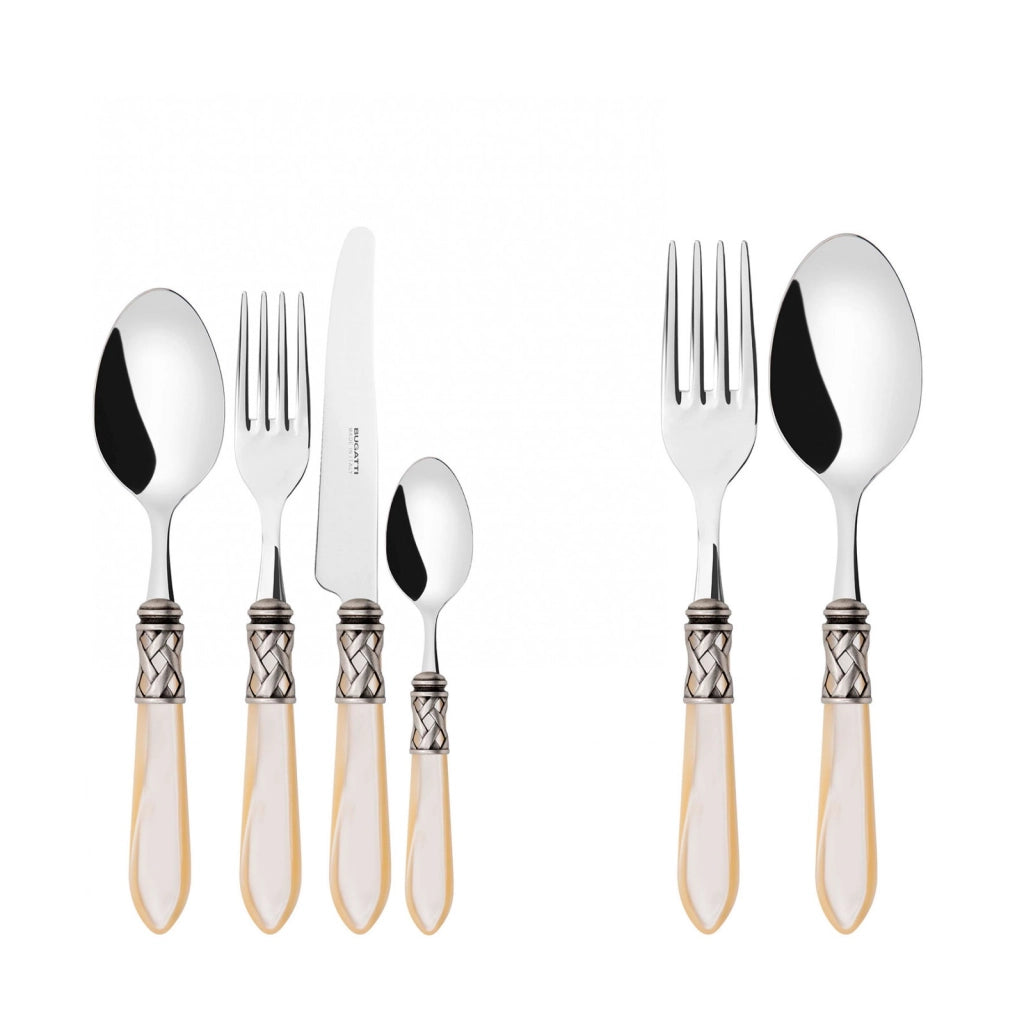 ALADDIN Ghiera Argento Anticato, Posate Set 50 pz, Scatola