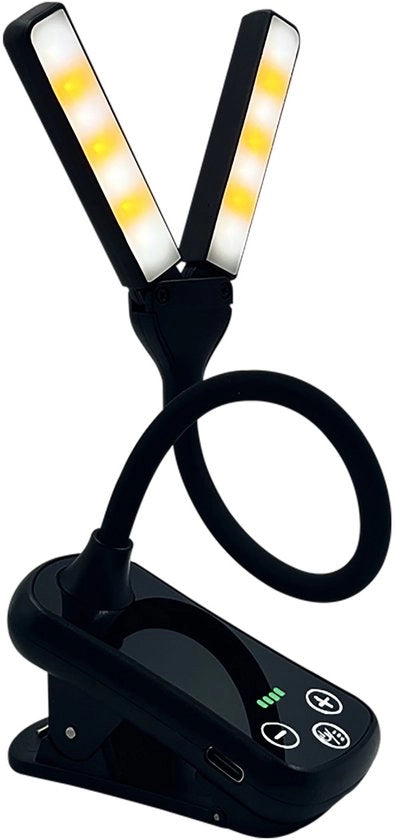 Lampada da lettura per libri caricabile via USB – 8 posizioni 80 ore di lettura – Lampada per libri con chiodo – Lampada per lettura con chiodo – Lampade da letto Lampade da lettura – Nero – Lampada a doppia testa