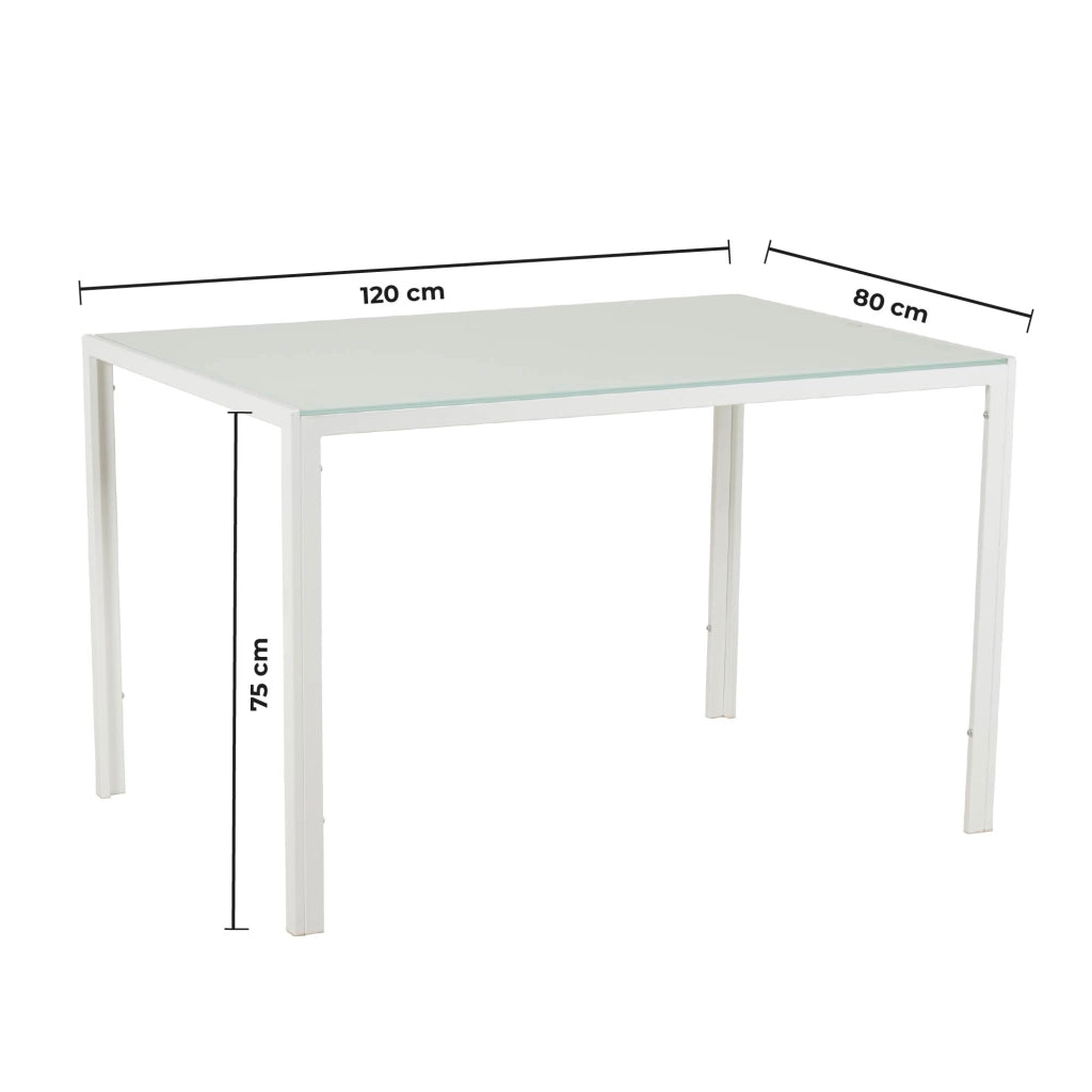 Set Sedie e Tavolo da Pranzo con Ripiano in Vetro Temperato e Sedia Imbottite in Similpelle Nera – Design Moderno, 4 o 6 Posti – Ideale per Cucina o Soggiorno   Bianco - 4 Posti