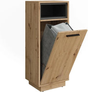 Mobiletto da bagno Beatrice, Rovere artigianale/antracite, 38 x 93 cm con tasca interna rimovibile