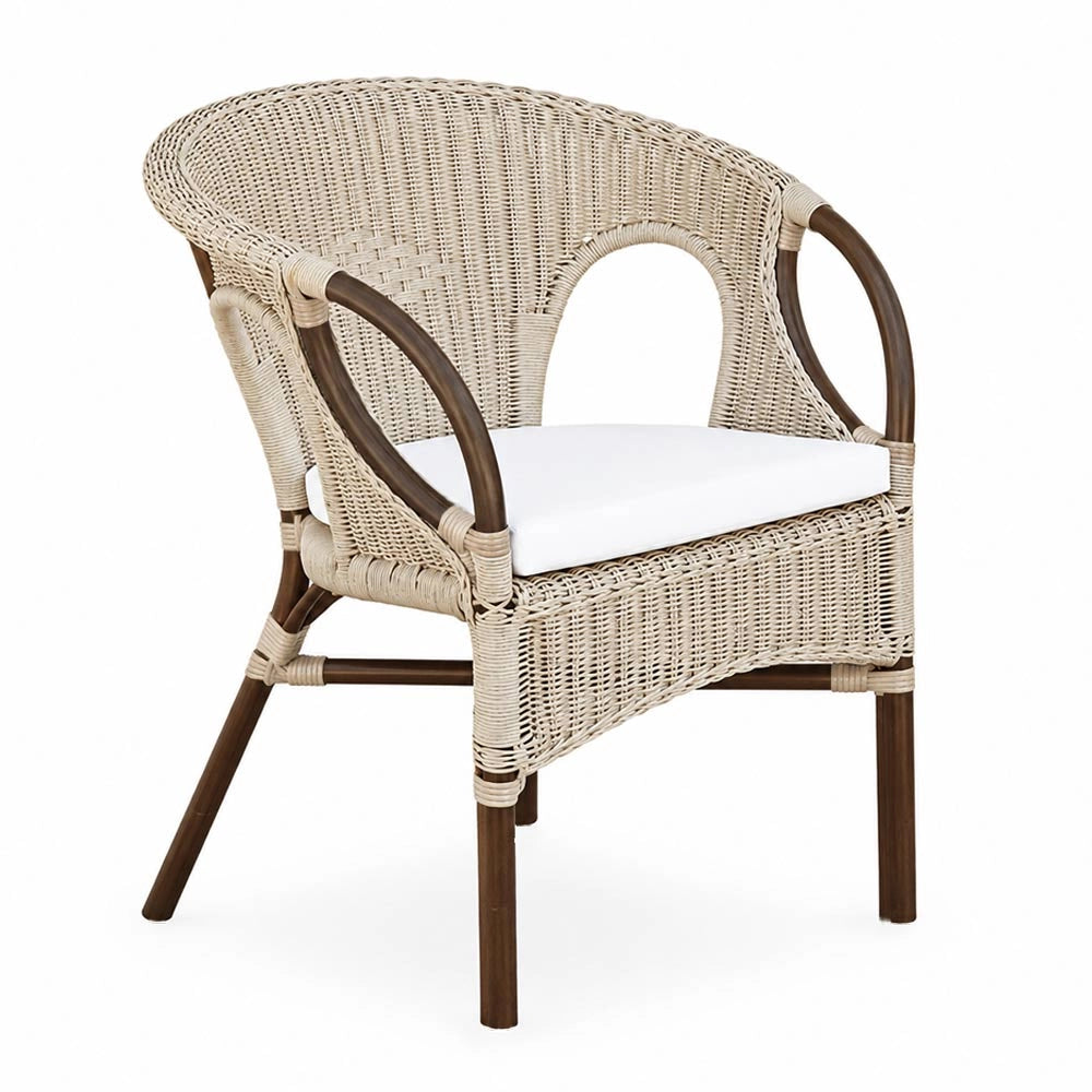 Salotto Mandolino in vimini color noce con 1 divanetto, 2 poltrone, 1 tavolino