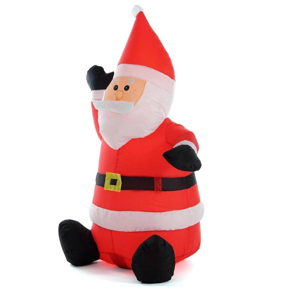 Trade Shop - Gonfiabile Babbo Natale Seduto Con Illuminazione Led Altezza 120 Cm Per Esterno -