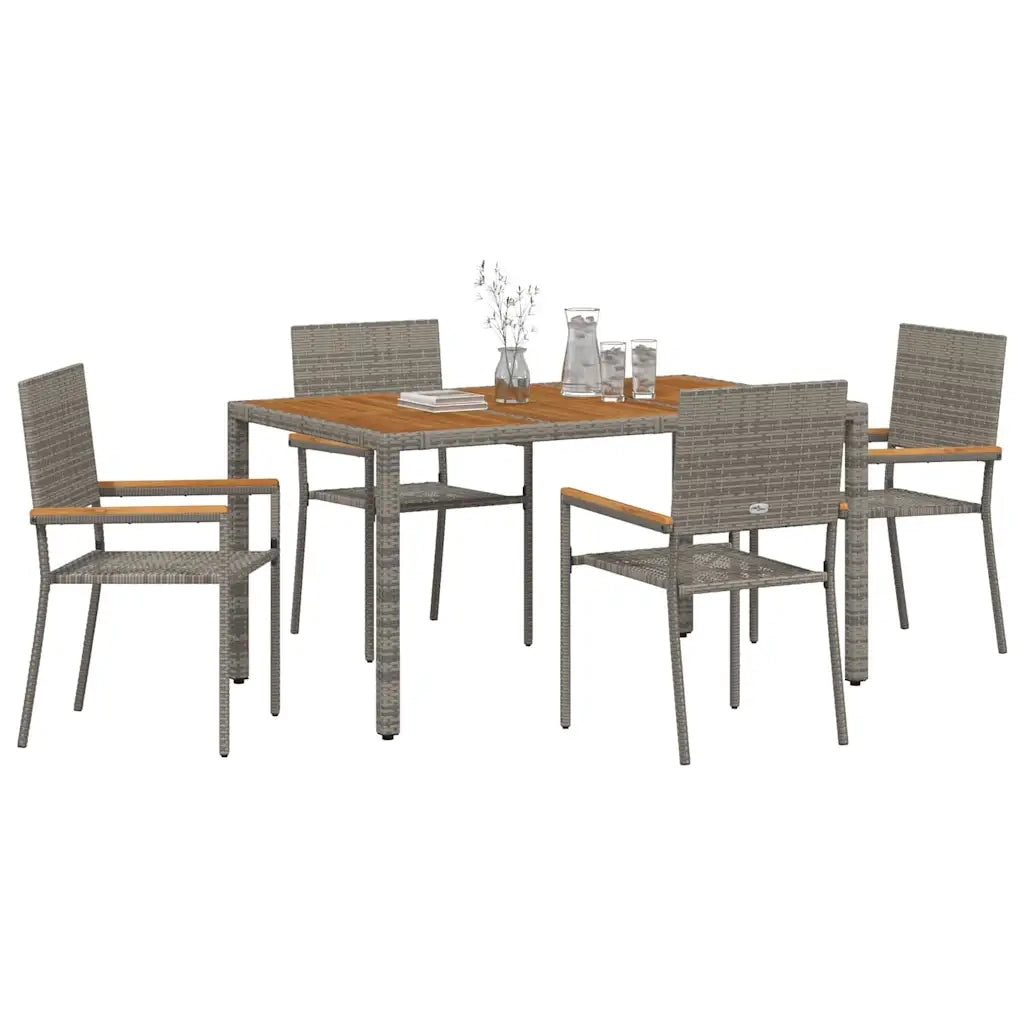 Set da Pranzo per Giardino 5 pcs Grigio polyrattan 3365407