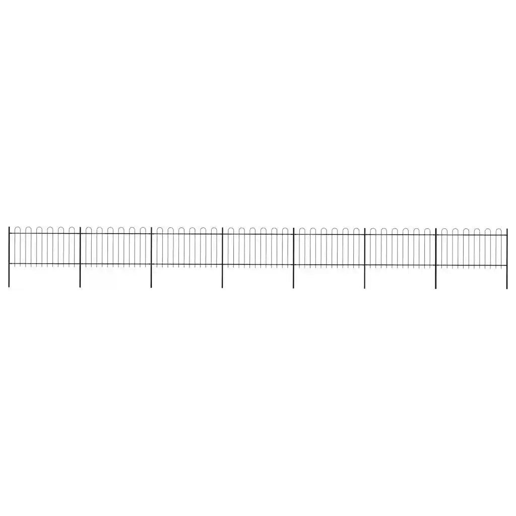 Recinzione da Giardino con Parte Superiore ad Anello in Acciaio 1172x100 cm Nero 277662