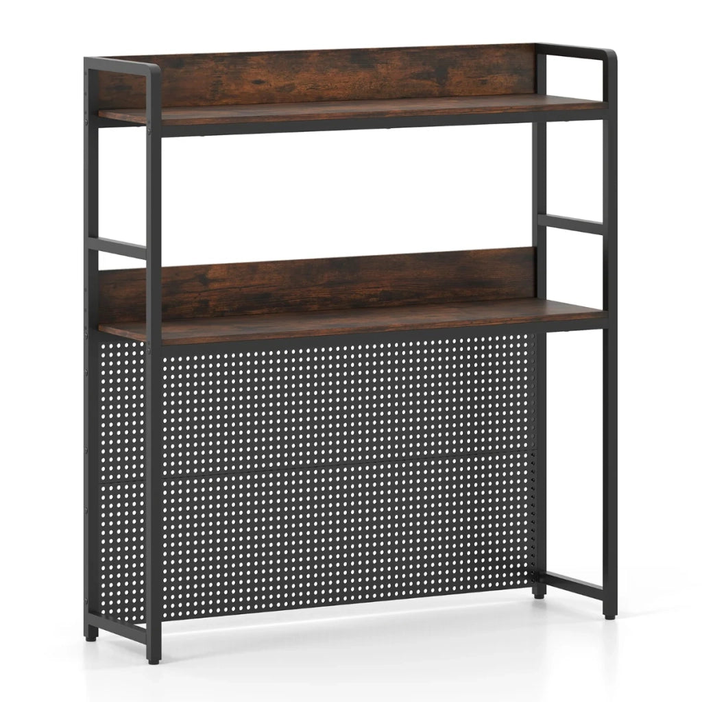 Scaffale per ufficio a 2 ripiani 94 x 27 x 103 cm resistente stile industriale in legno marrone rustico 20_0014756