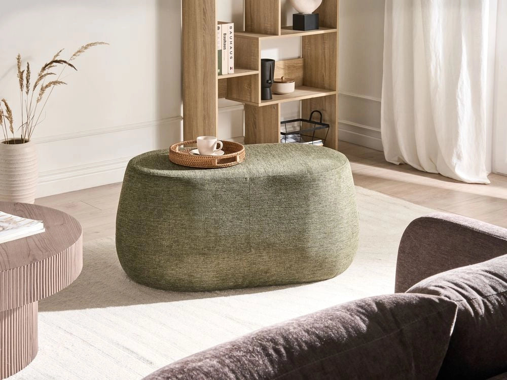 Panca imbottita in tessuto color verde scuro Pouf da letto Pouf da salotto Pouf da camera da letto
