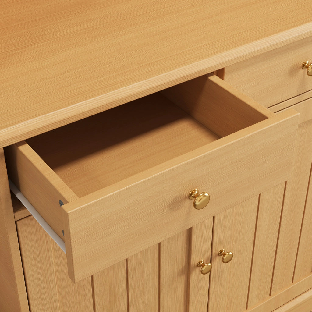 ARMADIO Buffet 120x40x191 cm con ante in vetro e prese USB color naturale