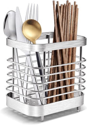 Organizzatore per utensili - Organizzatore per la cucina - Accessori da cucina - Raccoglitore per posate - Acciaio inossidabile - 10x7,5x10cm - Argento