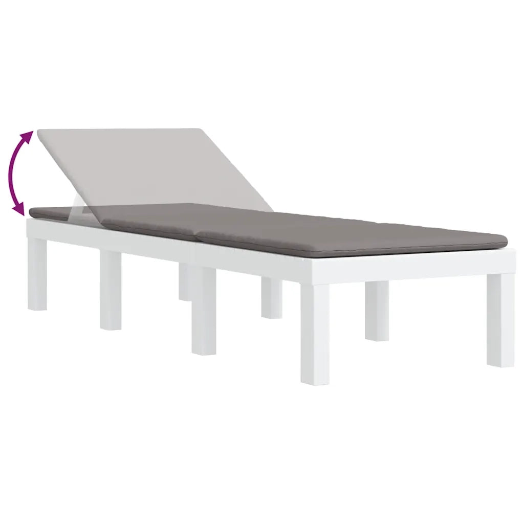 Lettino Prendisole con Cuscini Bianco in PP 364724