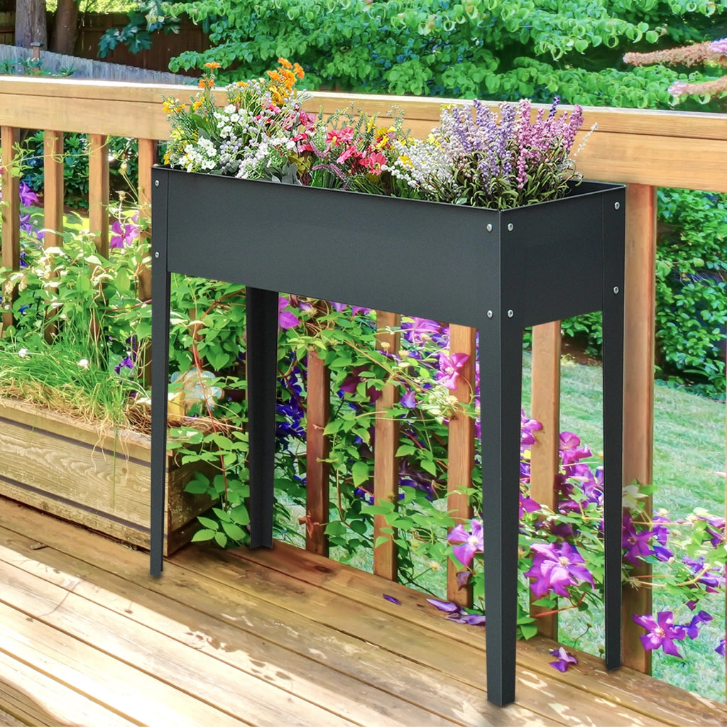 Hochbeet rialzato in metallo grigio scuro 100x30x80 cm per giardino, terrazzo e balcone