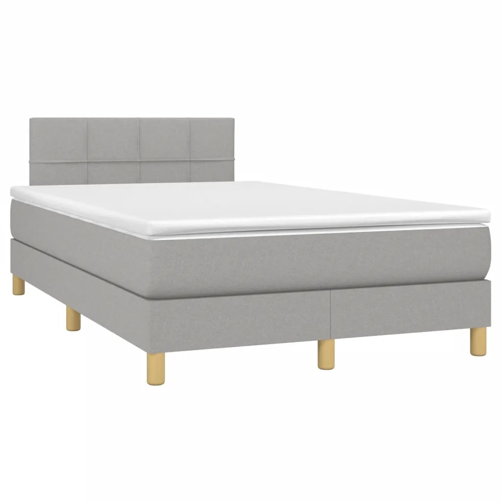 Letto a Molle Materasso e LED Grigio Chiaro 120x200 cm Tessuto 3133701