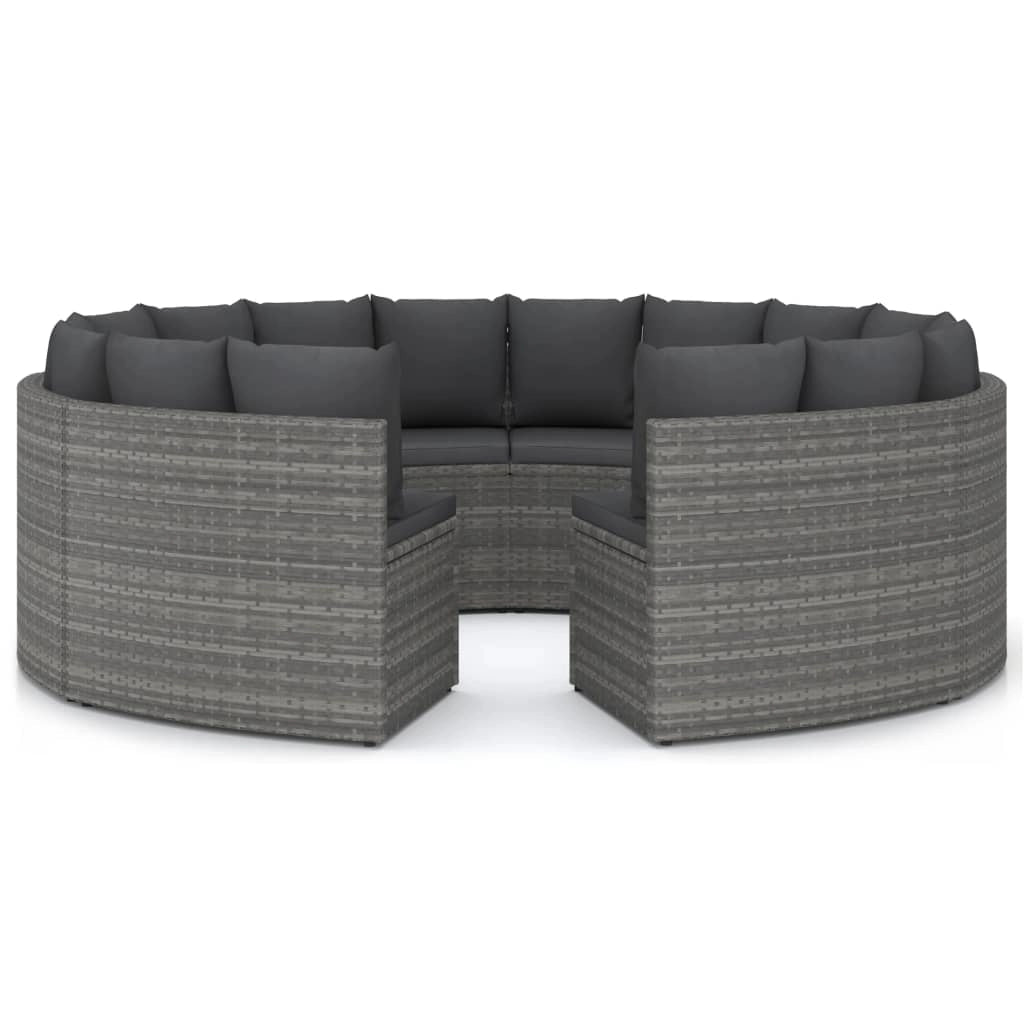 Set di mobili da giardino mobili da esterno 8 pezzi con cuscini resina intrecciata grigia 02_0017671