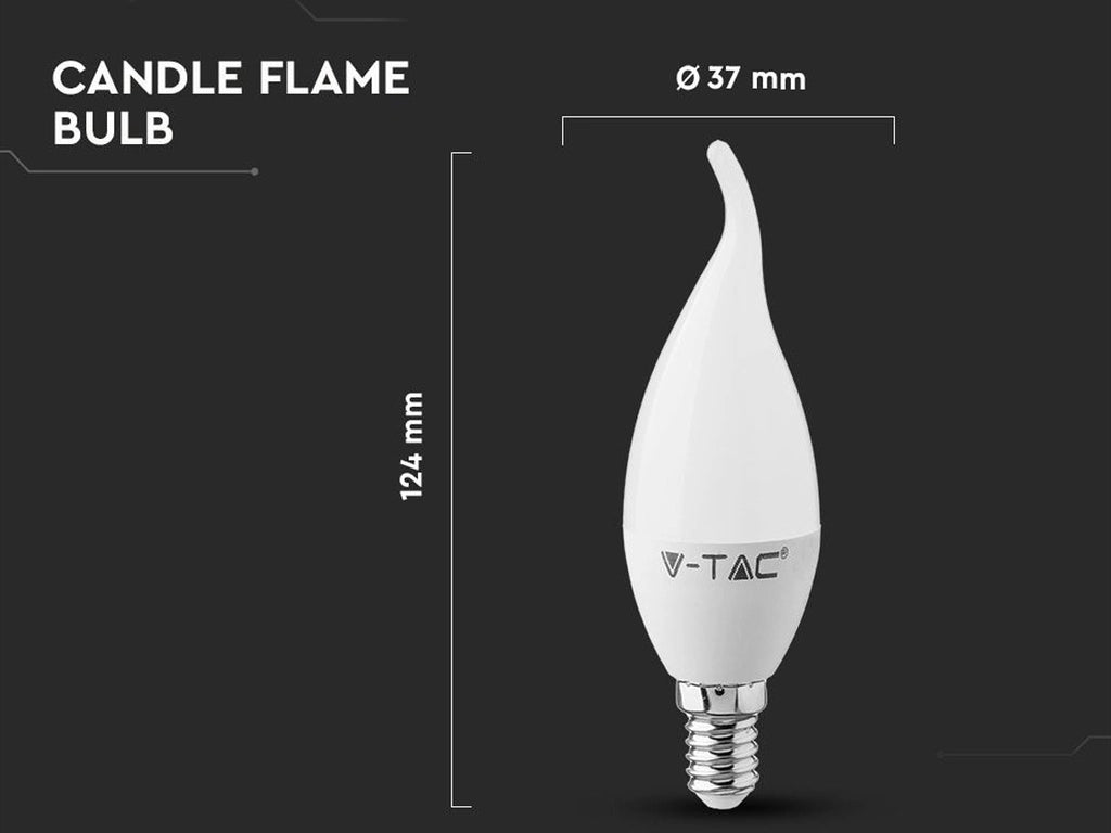 Lampada A Led E14 CF37 5,5W Forma Candela Fiamma Colpo Di Vento SKU-117, Disponibili 3000K 4000K 6400K (Bianco Freddo 6500K)